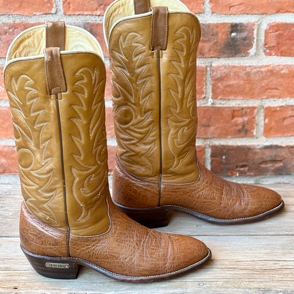 Laredo Men's Brown Bullhide Leather Western Cowboy Boots Sz 9D - Picture 7 of 9